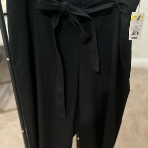 Black Tie-Waist Pants